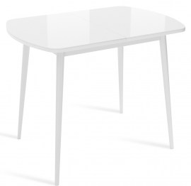  Mini стол раздвижной со стеклом БелыйБелый1